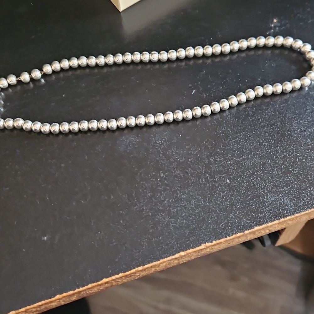 NEW 925 SILVER CLASSIC BEAD NECKLACE 18" - Picture 2 of 6